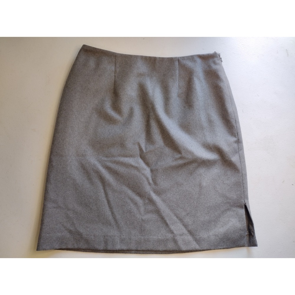 Amanda Smith Petite Gray 100% Wool Pencil Skirt Side Slit Lined Size‎ 8P